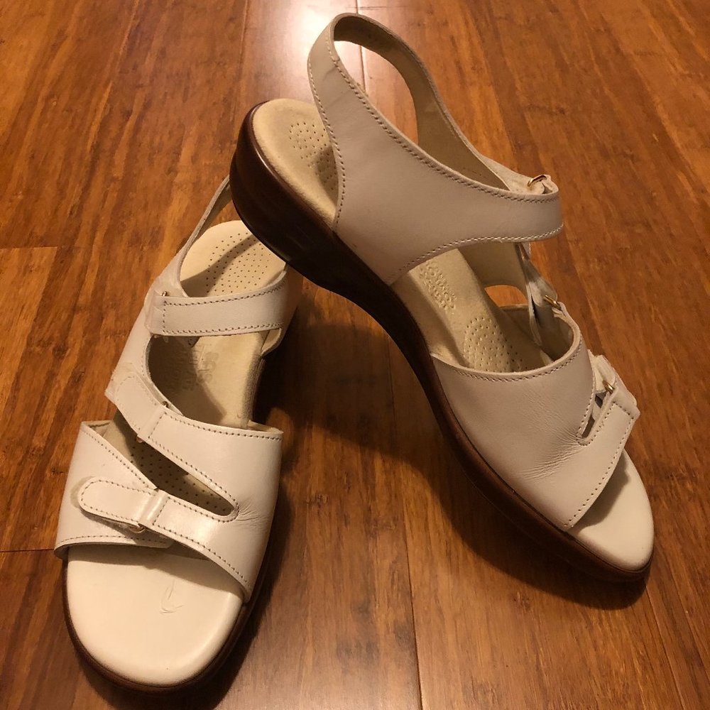 SAS Leather Three Strap Slingback Wedge Sandal  8M